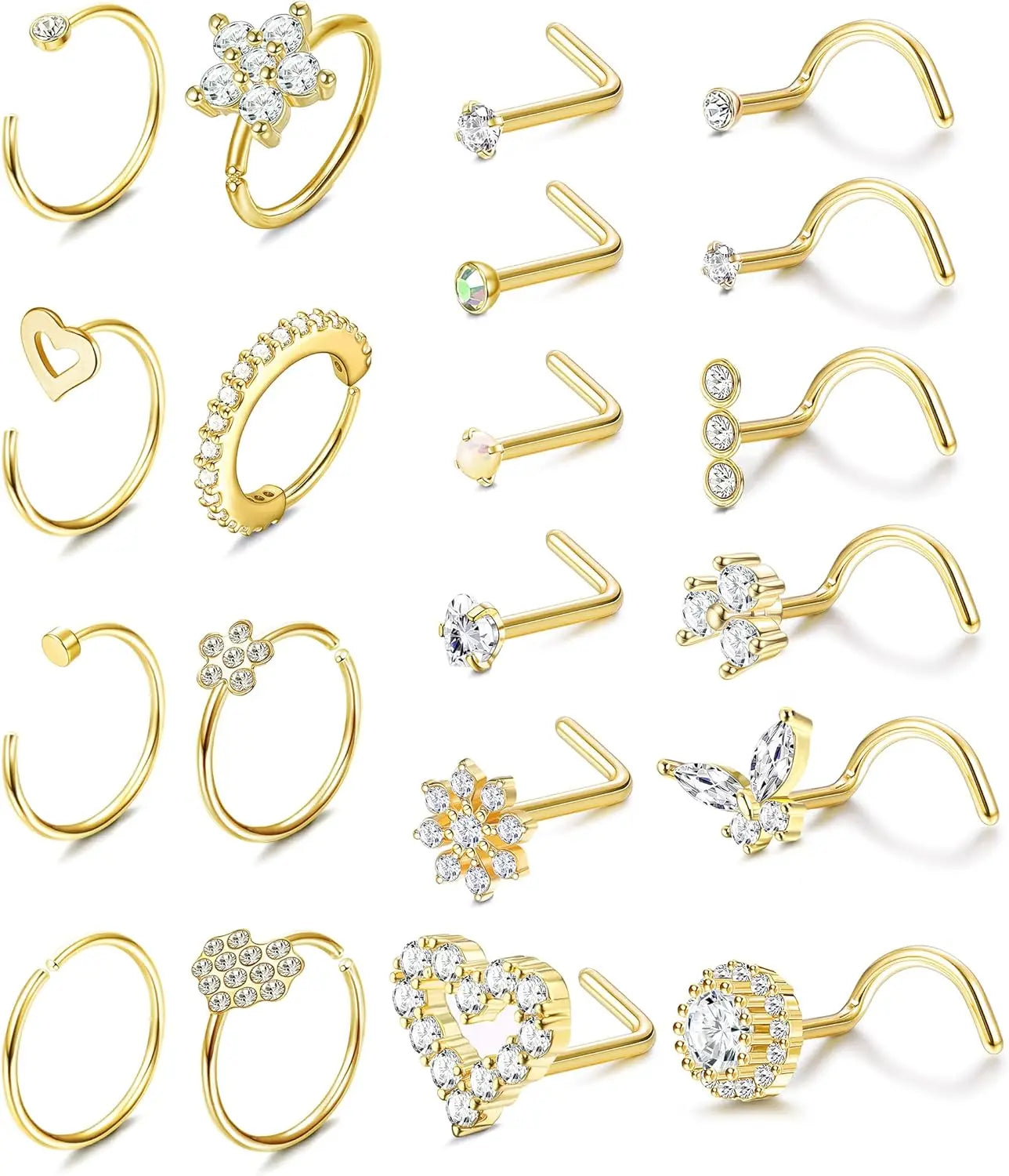 Bobisty Nose Ring Stainless Steel Nose Piercing Stud Septum Rings Lip Rings for Women Men