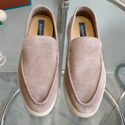 High Quality Men's walking driving shoes Unisex All genuine leather loafer Sheepskin suede Flat casual women's shoes large size