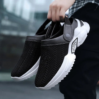 2025 Men Summer Sandal Mesh Mules Breathable Padded Beach Flip Flops Shoes Solid Flat Bath Slippers Outside Men Slippers Zapatos