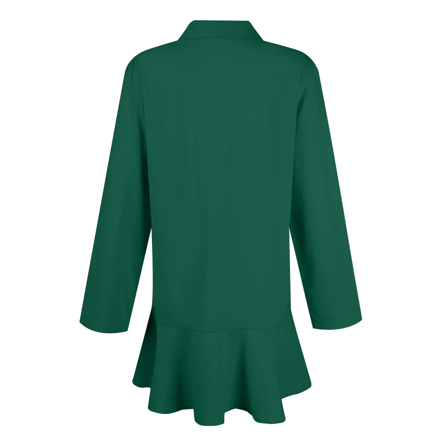 Women Loose Dresses Fashion Casual Half Open Shirt Hem Ruffle Classic Solid Dresses Daily Commute Date Simple Long Sleeve Dress
