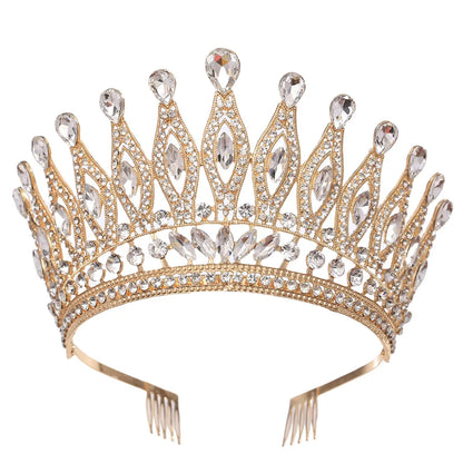 KMVEXO Baroque Queen Large Crystal AB Crowns For Bridal Women Girls Wedding Tiaras Diadem Comb Princess Party Hair Dress Jewelry