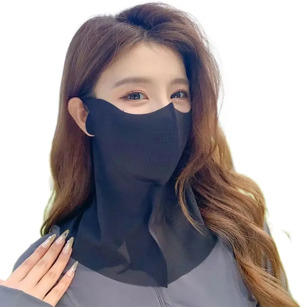 Ladies and Men's Summer Full Face Hyaluronic Acid Sunscreen Mask UPF 500+UV Protection Breathable Ice Silk Mask for Outdoor Spor