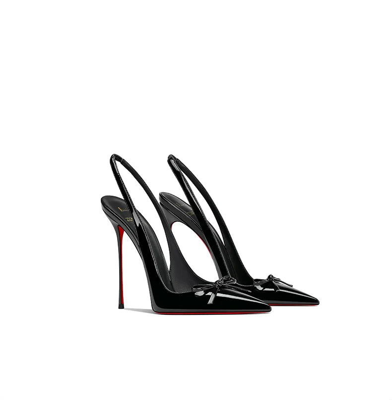 2025 Spring New Women's High Heels Black Patent Leather Pointed Stiletto Fashion Trend Women's Shoes