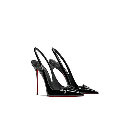 2025 Spring New Women's High Heels Black Patent Leather Pointed Stiletto Fashion Trend Women's Shoes