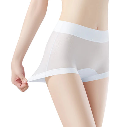 Summer Briefs Panties Women Micro Underwear Lady Ice Silk Woman Boxers Women's Shorts Transparent Linergie Sexy Panties Set Pack