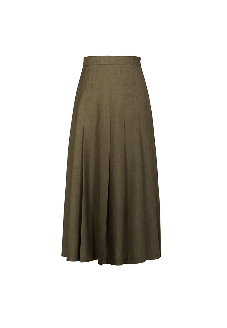 Autumn Suit Skirt for Women, French High-Waisted Pleated Skirt, Slimming, Workwear, College Style Long Skirt