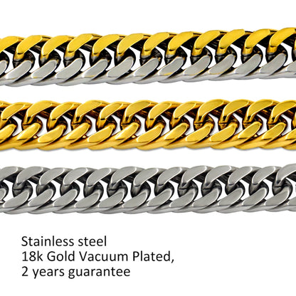 LUXUSTEEL 7MM Punk Stainless Steel Cuban Curb Link Chain For Women Men Gold Color Necklace Hip Hop Miami Male Jewelry Wholesale