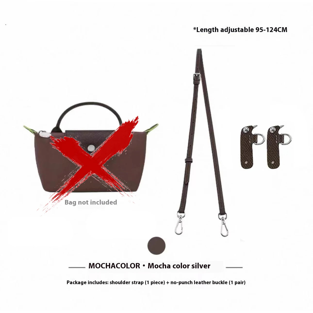 Cow Leather Replacement Crossbody Pomegranate Bag Strap for Longchamp Mini Bag Punching Free Modification Bag Accessories
