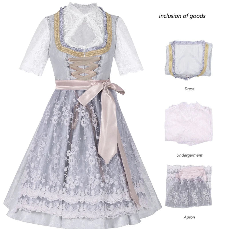 2026 German Oktoberfest Dress for Women (Includes Lingerie and Apron),Halloween and Carnival Costume,Bavarian-Style Maid Outfit