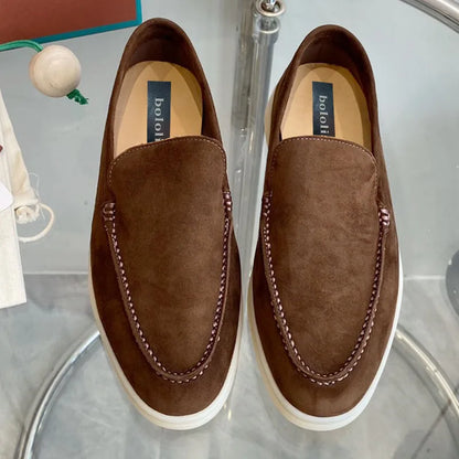 High Quality Men's walking driving shoes Unisex All genuine leather loafer Sheepskin suede Flat casual women's shoes large size
