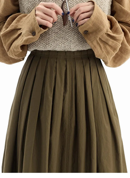 Hepburn-Style Mini Skirt~Pleated Skirt for Petite Figures, Gray-Purple 100% Cotton Umbrella Skirt, Gray A-Line Skirt, New Style for Women