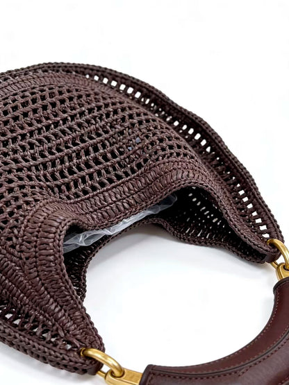 Cross border summer seaside vacation style retro wrist pure handmade colorful grass woven armpit bag hobo handbag
