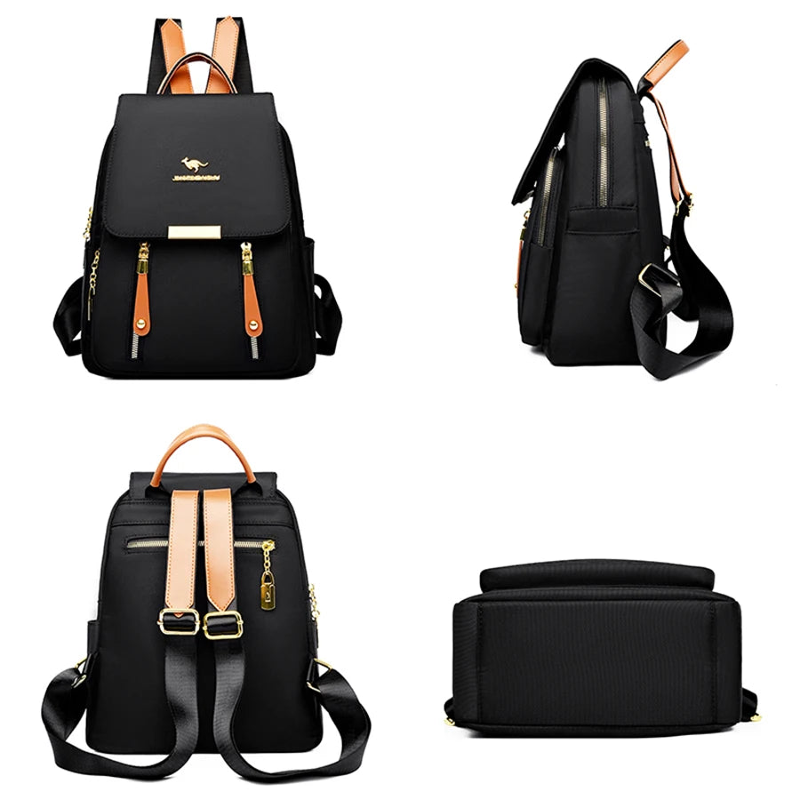Hot Selling Solid Color Zipper Oxford Fashion Women's Backpack 2024 New Versatile Commuting Large Capacity Soft Female Back Pack