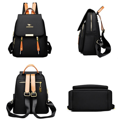 Hot Selling Solid Color Zipper Oxford Fashion Women's Backpack 2024 New Versatile Commuting Large Capacity Soft Female Back Pack