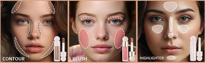 Liquid Highlighter + Liquid Blush + Liquid Contour for Face & Body, High Glossy Finish, Natural Glow Liquid Luminizer Makeup
