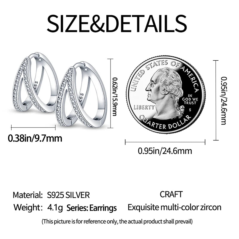 925 Sterling Silver Exquisite Multi-layer Ear Ring Jewelry Versatile Hoop Earrings For Women Jewelry Fine Birthday Party Gift