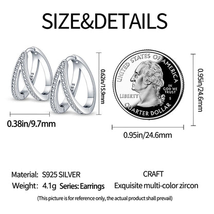 925 Sterling Silver Exquisite Multi-layer Ear Ring Jewelry Versatile Hoop Earrings For Women Jewelry Fine Birthday Party Gift