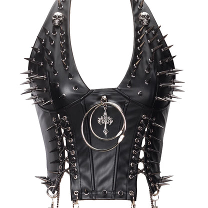 Goth Top Y2K Clothes Women's Tanks Emo Clothing Gothic Boho Tops with Spikes Punk Rock Teens Festival Spiked Bra Grunge T shirt