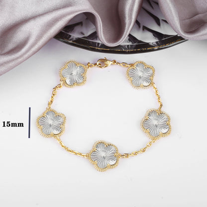 7 colors classic simple five-leaf flower pendant necklace natural stones clover Choker Chain for women party daily wear jewelry