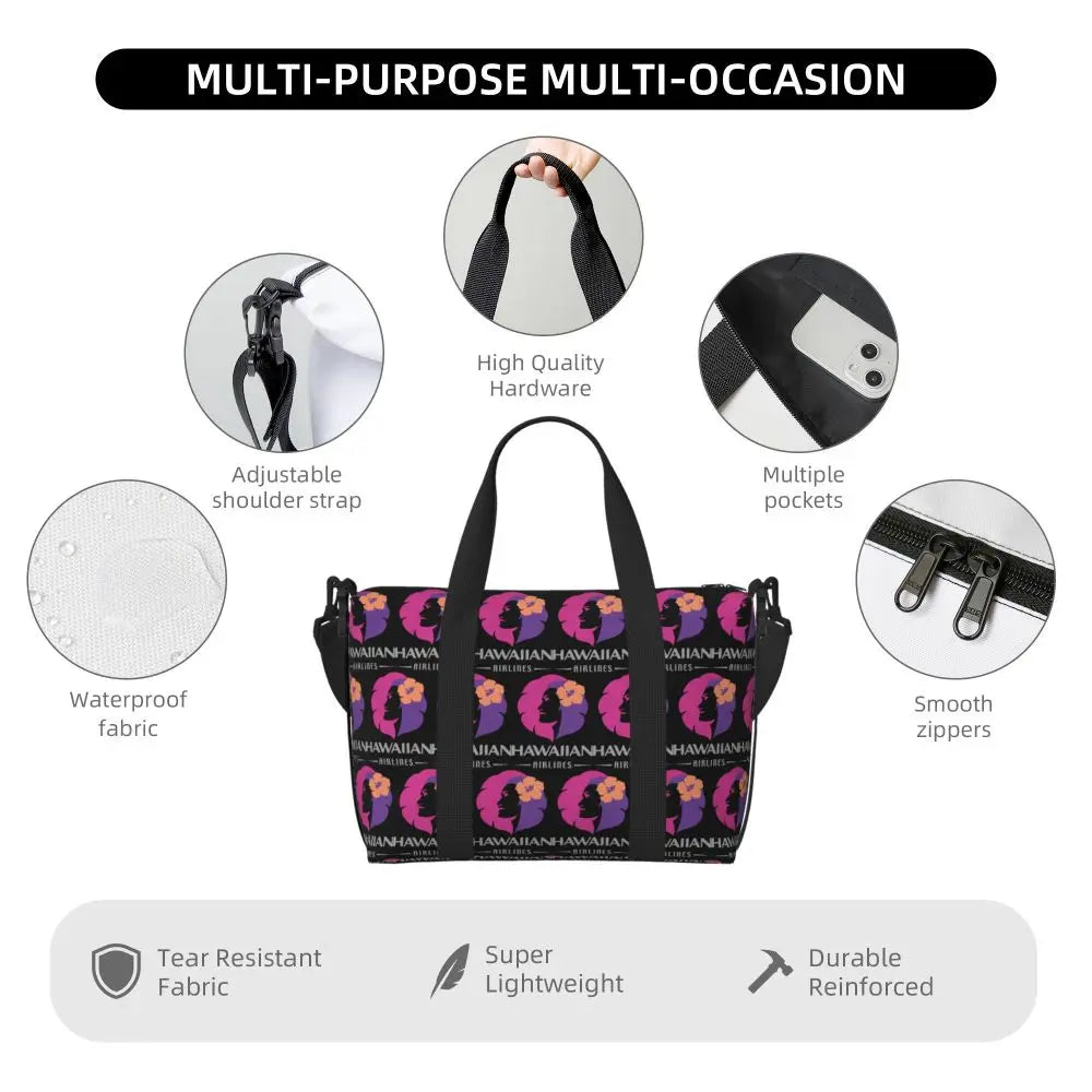 Hawaiian Airlines Herc Travel End Of Southern Summer Sale Beach Travel Bag Tote Bags for Gym Women Shopping Duffle Shoulder Bag
