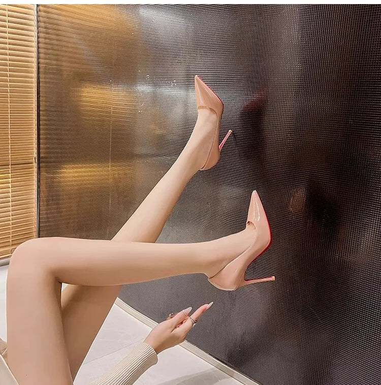 High Heels For Woman 2026 Trend New Leather Luxury Red Shiny Bottom Pointed Toe Stiletto Pumps 12cm Sexy Comfortable Party Shoes