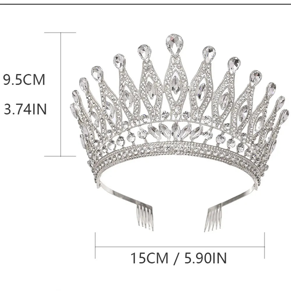 KMVEXO Baroque Queen Large Crystal AB Crowns For Bridal Women Girls Wedding Tiaras Diadem Comb Princess Party Hair Dress Jewelry