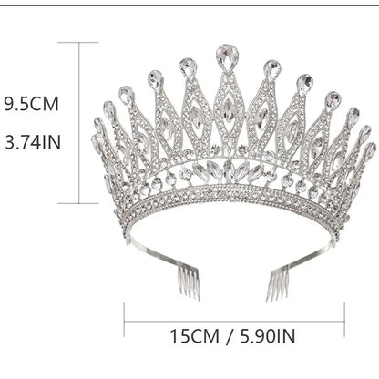 KMVEXO Baroque Queen Large Crystal AB Crowns For Bridal Women Girls Wedding Tiaras Diadem Comb Princess Party Hair Dress Jewelry