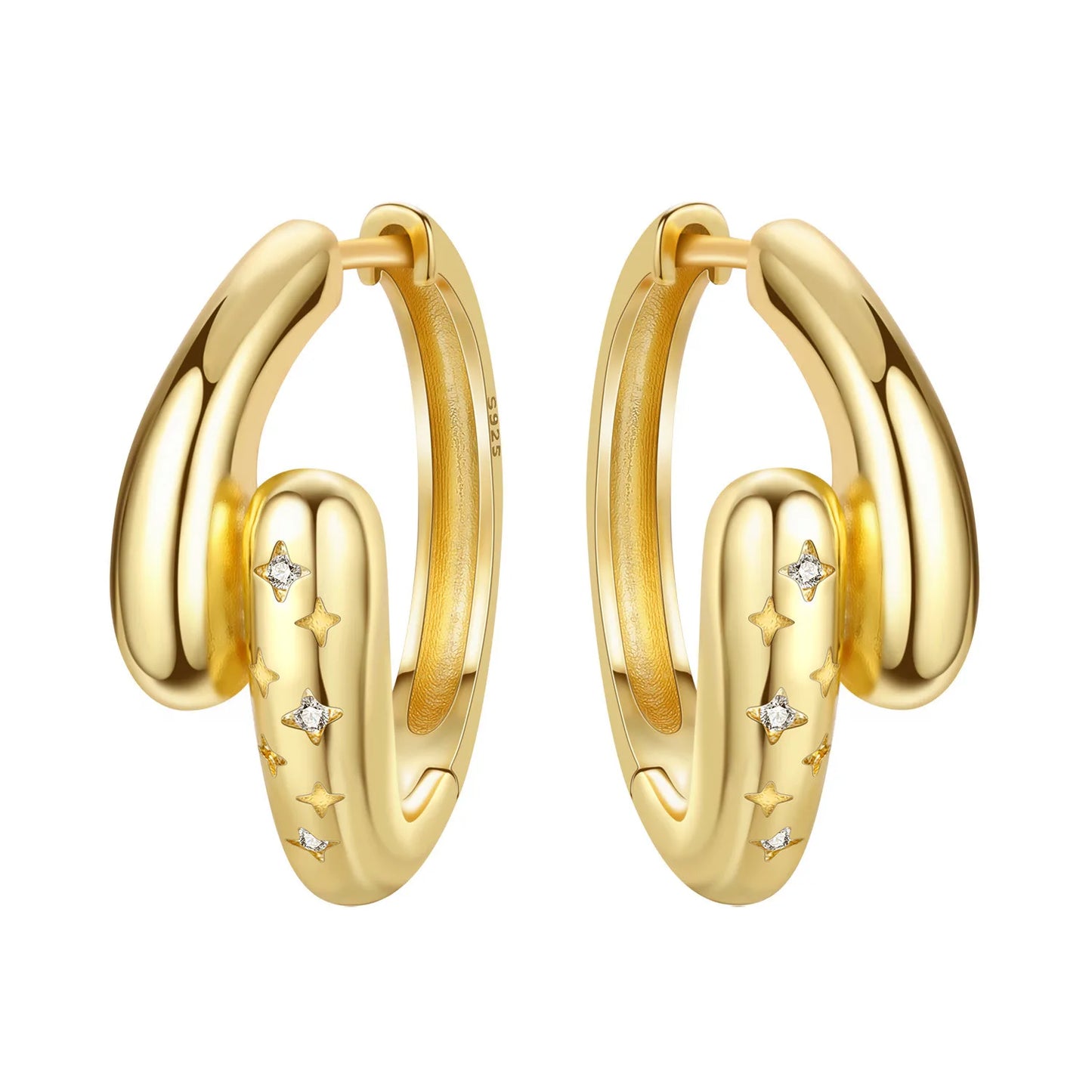 925 Sterling Silver Exquisite Multi-layer Ear Ring Jewelry Versatile Hoop Earrings For Women Jewelry Fine Birthday Party Gift
