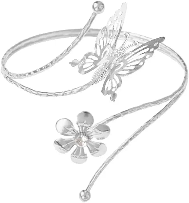 Upper Arm Bracelet Band Cuff Bangle Coil Bracelet Butterfly Flower Gold Armband Adjustable Boho Coil Swirl Armlet ArmBand
