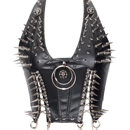 Goth Top Y2K Clothes Women's Tanks Emo Clothing Gothic Boho Tops with Spikes Punk Rock Teens Festival Spiked Bra Grunge T shirt