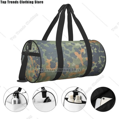 Camo Travel Bags Men Fitness Handbag Cylinder Shoulder Bag Women Large Travel Tote Luggage Bag Gym Handbags
