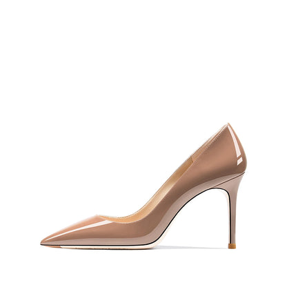 HLTINO Navy Blue Bright Shoes for Spring Summer Women Patent Leather High Heels Pointed Toe Sexy White Autumn Pumps