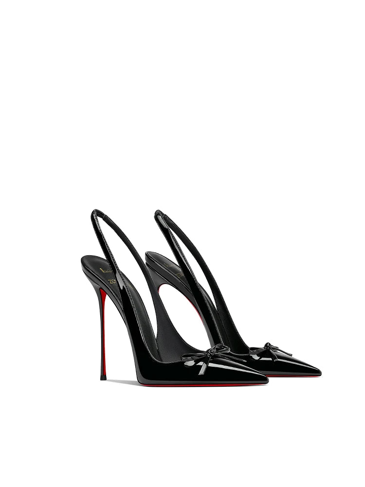 2025 Spring New Women's High Heels Black Patent Leather Pointed Stiletto Fashion Trend Women's Shoes