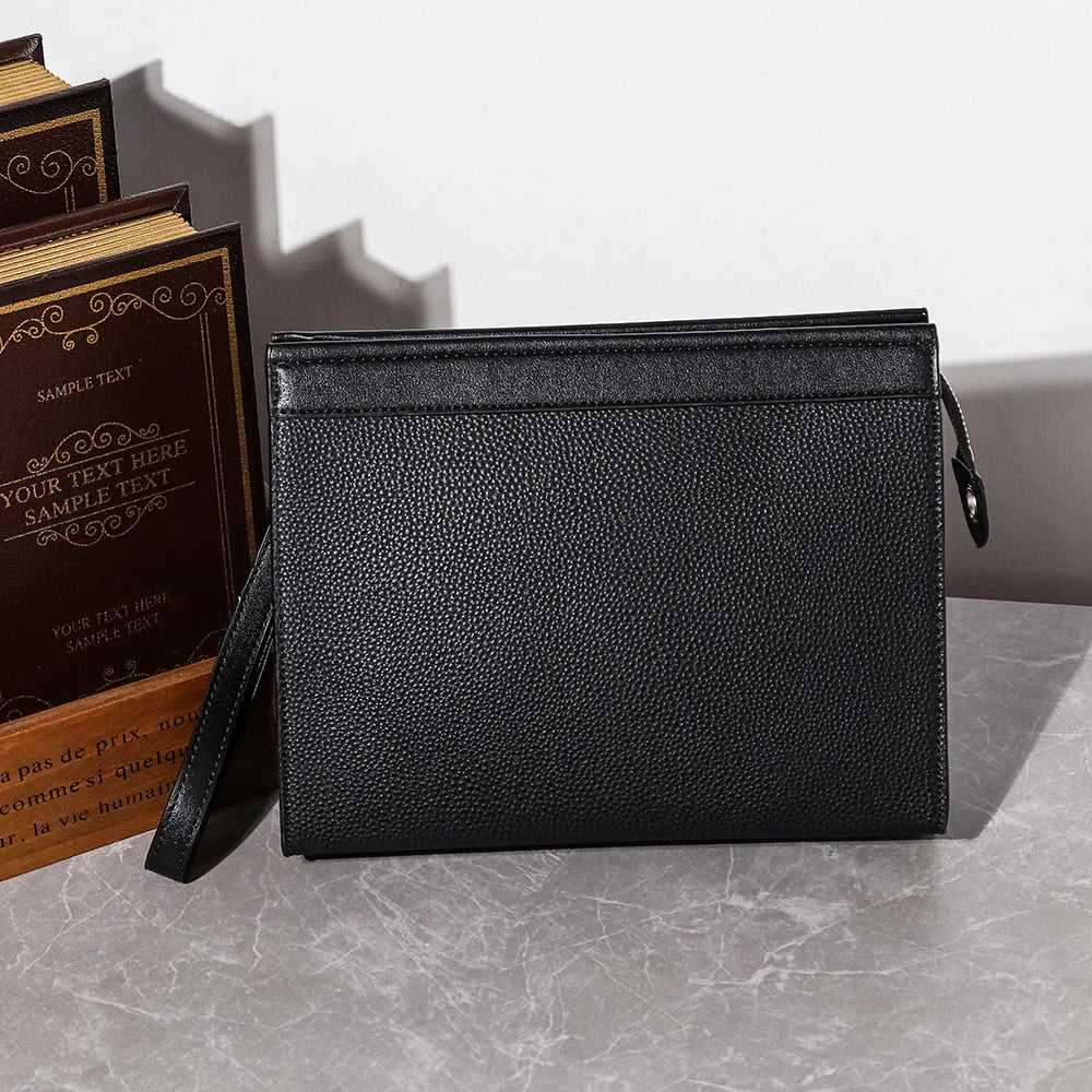 Black PU Leather Men Clutches Bags Wallets Envelope Bag Purse Business Male Phone Clutch Bags Designer Men Bags Wristlets Bags