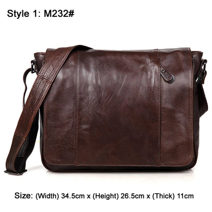 Fashion High Class Oil-Waxed Genuine Leather Shoulder Bag men Leather Messenger Bag Male Crossbody Bag Sling Leisure Bag Satchel