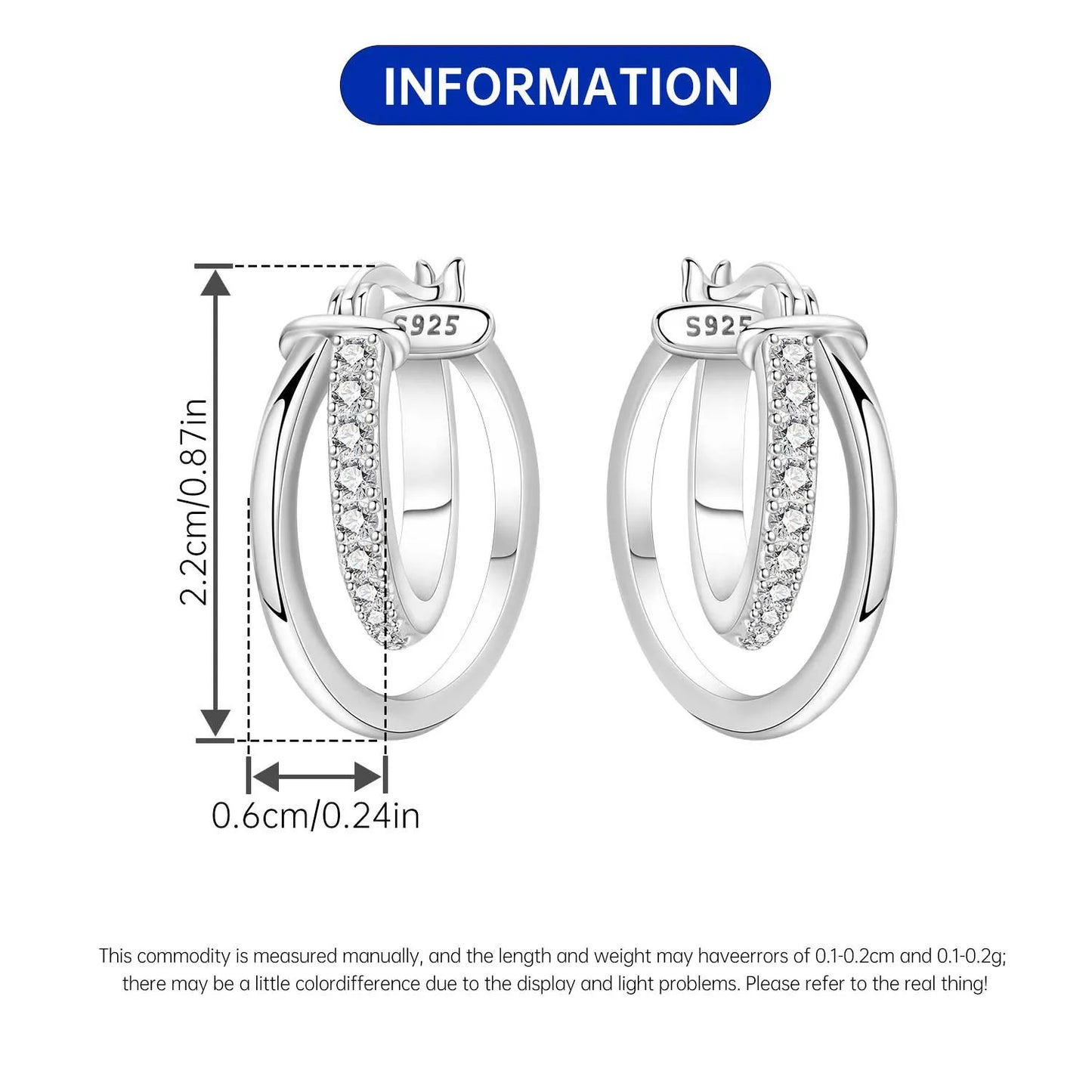 925 Sterling Silver Exquisite Multi-layer Ear Ring Jewelry Versatile Hoop Earrings For Women Jewelry Fine Birthday Party Gift