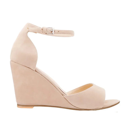 Women Wedge Sandals Sexy Pumps 8cm Casual Open Toe Ankle Strap Buckle High Heels Party Wedding Dress Ladies Shoes Large Size 42