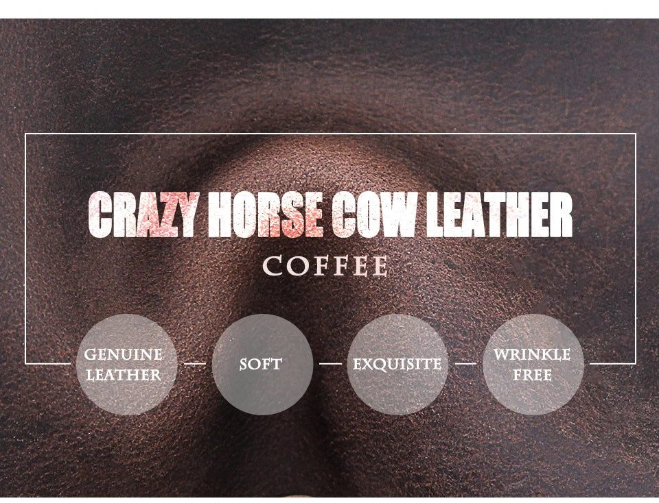 CONTACT'S Crazy Horse Leather Men Messenger Bag Vintage Man Crossbody Bag Handbags Large Capacity Male Shoulder Bags Bolsos
