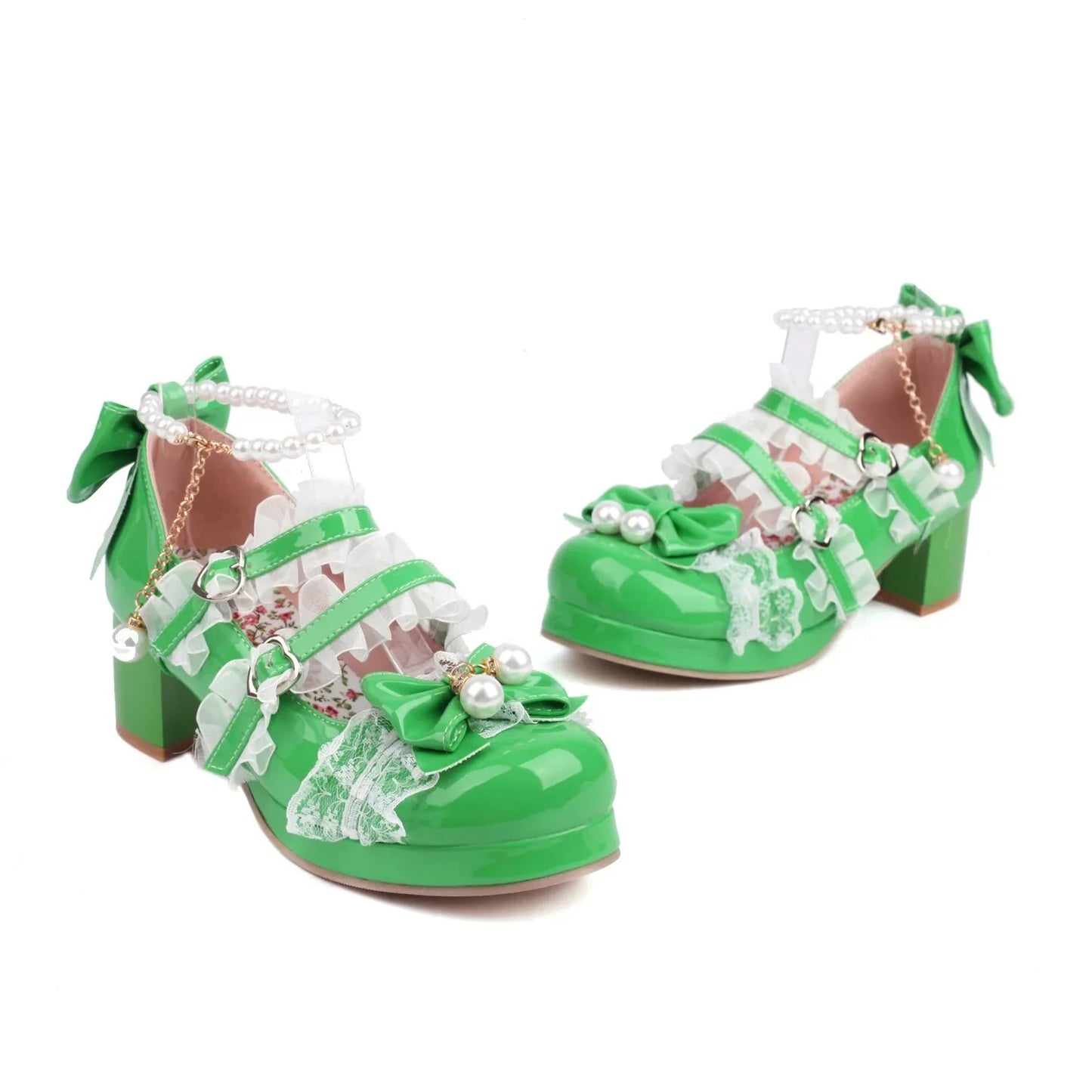 Cross Strap Women High Heels Mary Jane Pumps Party Wedding Cosplay White Pink Black Strawberry Bow Princess 2025 Lolita Shoes