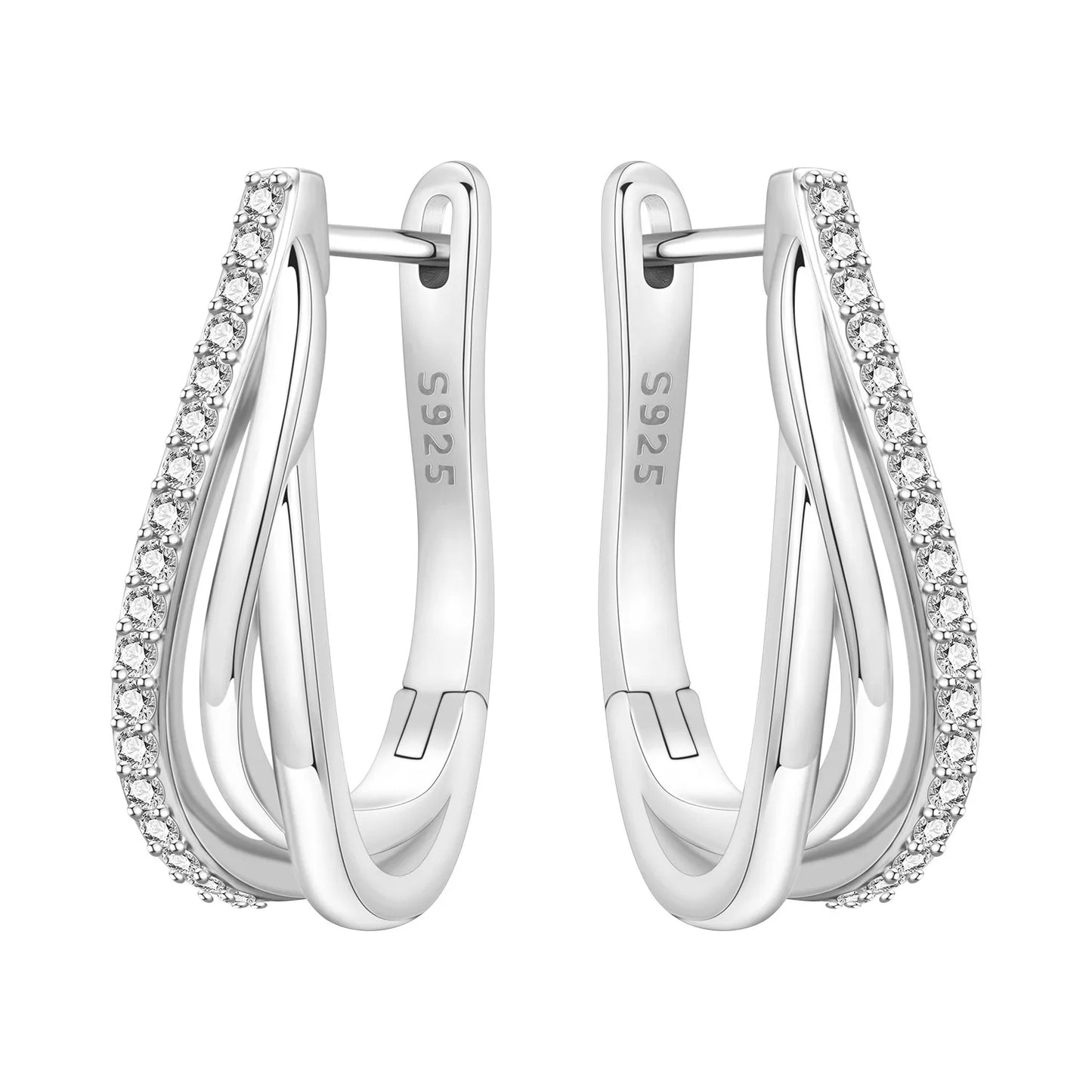 925 Sterling Silver Exquisite Multi-layer Ear Ring Jewelry Versatile Hoop Earrings For Women Jewelry Fine Birthday Party Gift