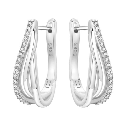 925 Sterling Silver Exquisite Multi-layer Ear Ring Jewelry Versatile Hoop Earrings For Women Jewelry Fine Birthday Party Gift