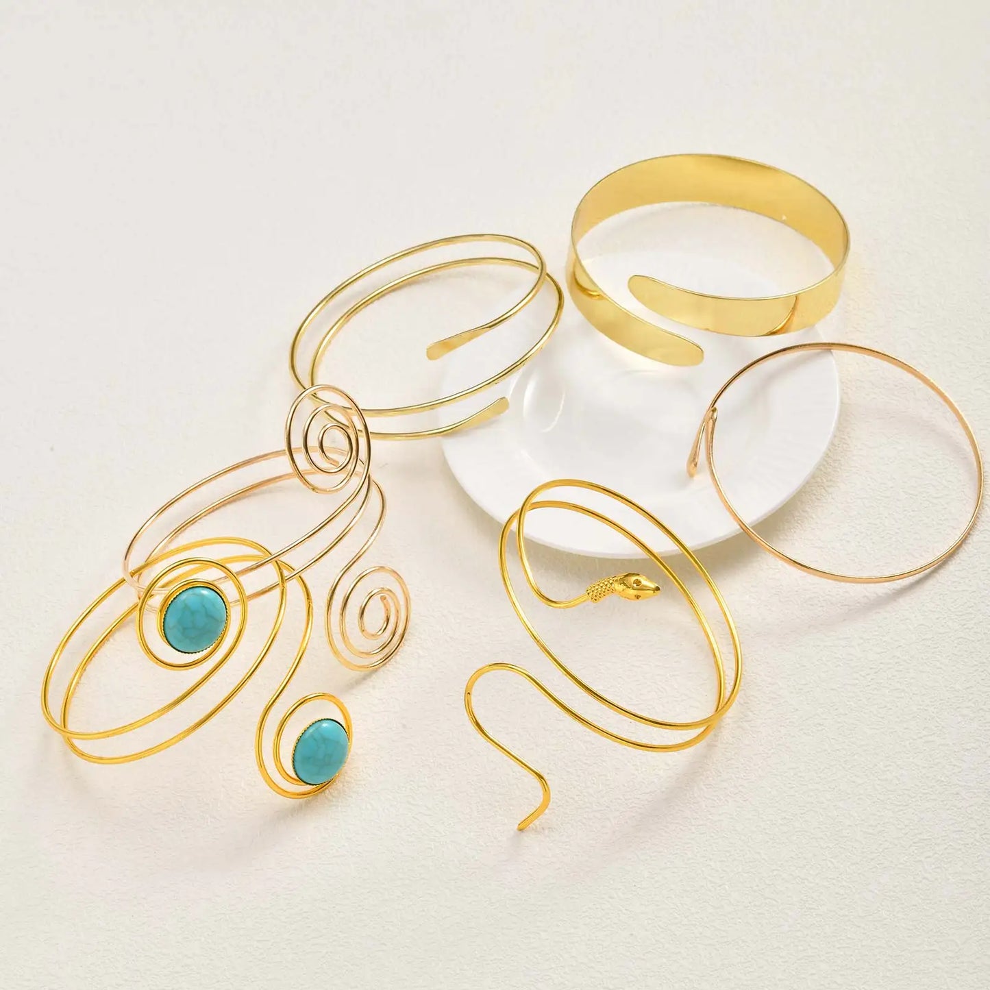 Upper Arm Armlet Bracelets for Women, Fashion Creative Spiral Line Adjustable Armband Cuff Bangle, Luxury Aesthetic Jewelry