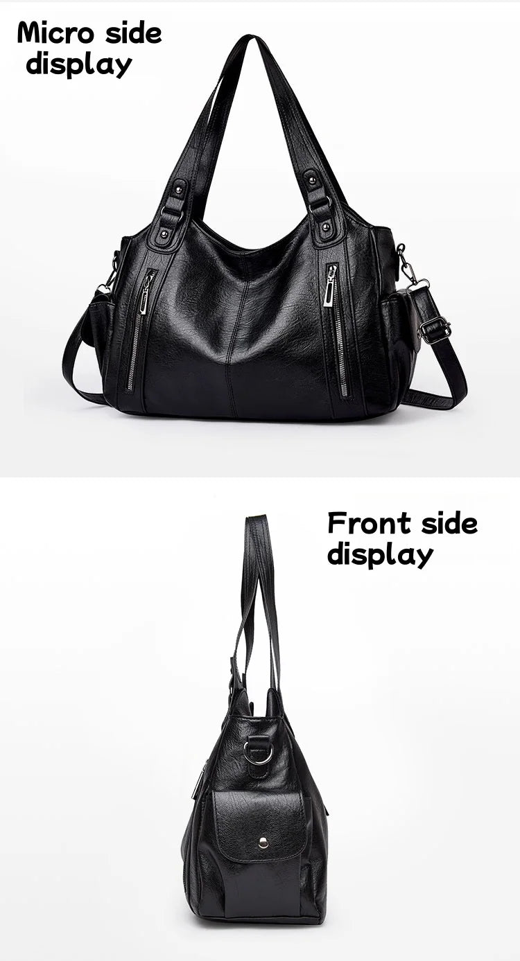 Pu shoulder bag fashionable temperament zipper opening design daily commuter handbag