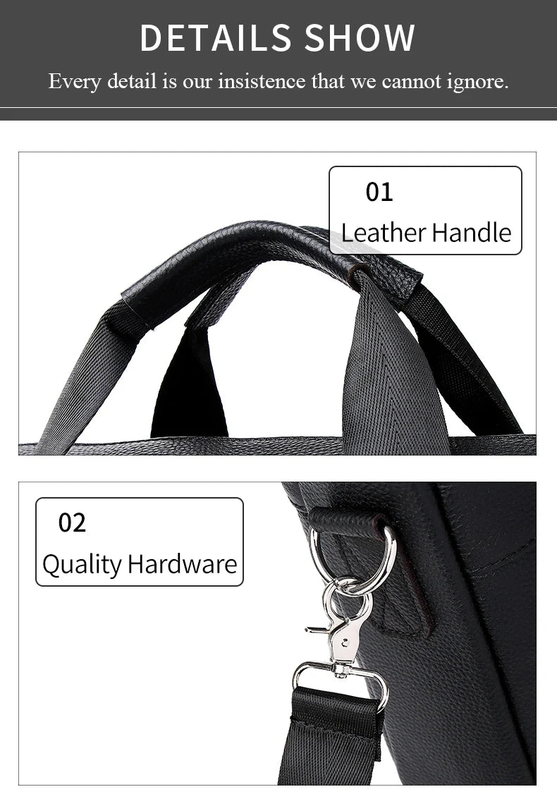 SCHLATUM Genuine Leather Briefcases Hard For Men Luxury Handbags Laptop Briefcase Bags 15.6 Inch Office Bussiness Computer Bag