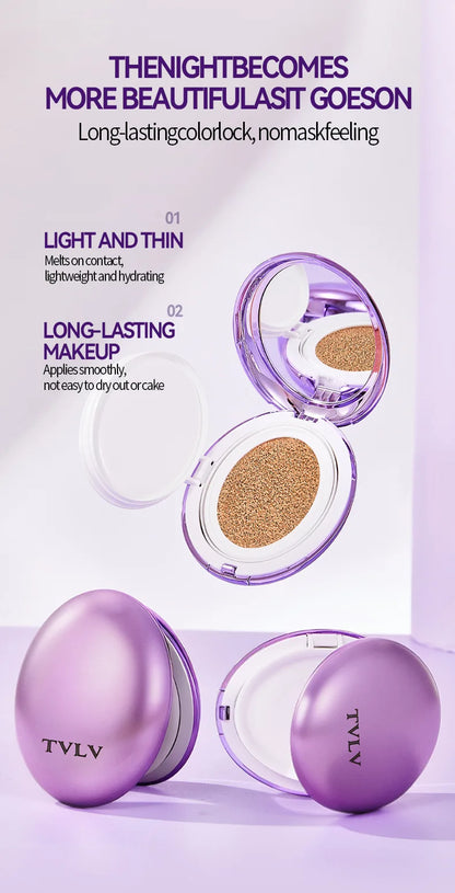 Korean Air Cushion Concealer Foundation, SPF Makeup Base with Soft-Focus Filter, Lightweight Non-Cakey, Long-Lasting Matte Cover