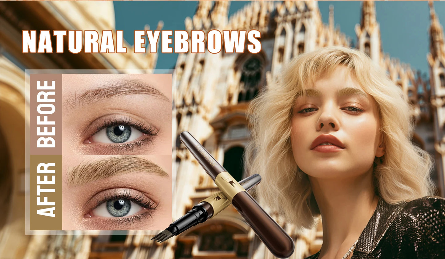 Four-pronged eyebrow pencil, four-end, long-lasting, non-smudged, water-resistant, anti-smudged eyebrow pencil