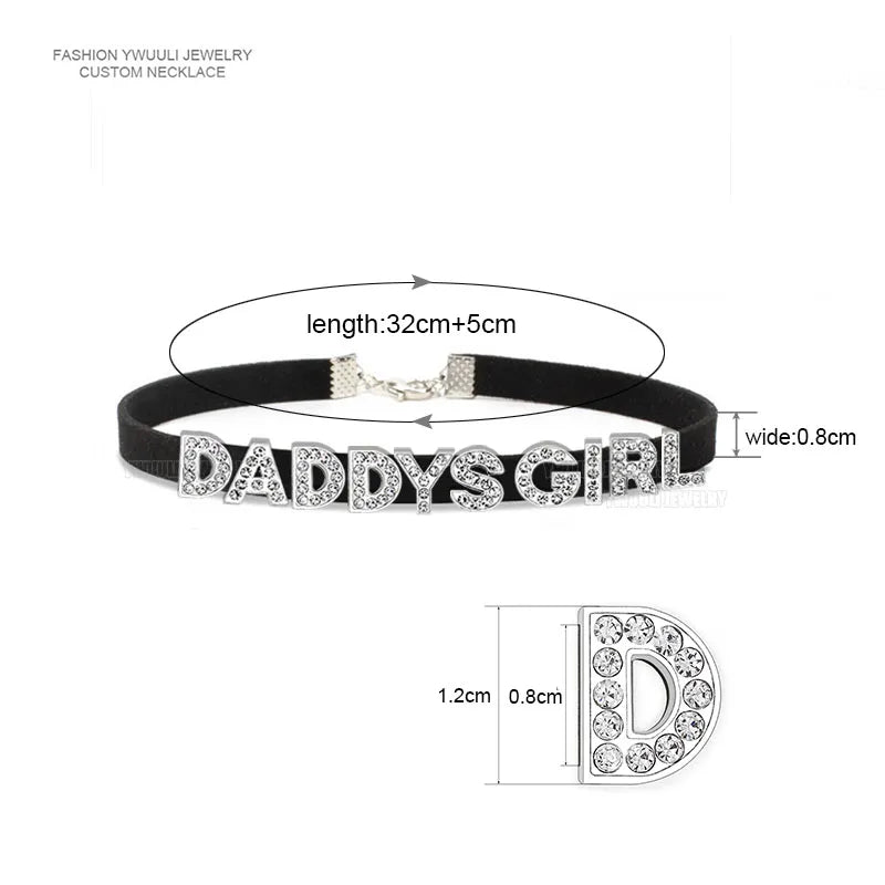 Sexy Gothic DADDYS GIRL Letters Choker Necklace Women DIY Custom Name Collar Chocker Jewelry Necklaces Customized Products Gift