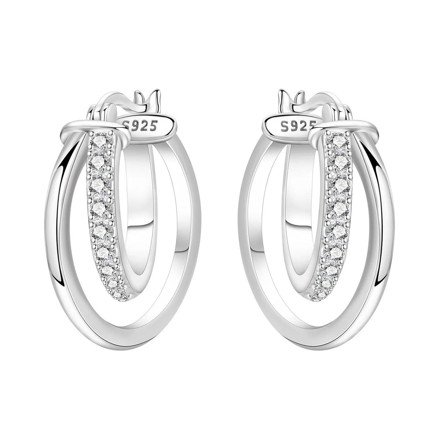 925 Sterling Silver Exquisite Multi-layer Ear Ring Jewelry Versatile Hoop Earrings For Women Jewelry Fine Birthday Party Gift