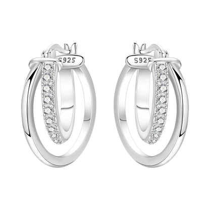 925 Sterling Silver Exquisite Multi-layer Ear Ring Jewelry Versatile Hoop Earrings For Women Jewelry Fine Birthday Party Gift