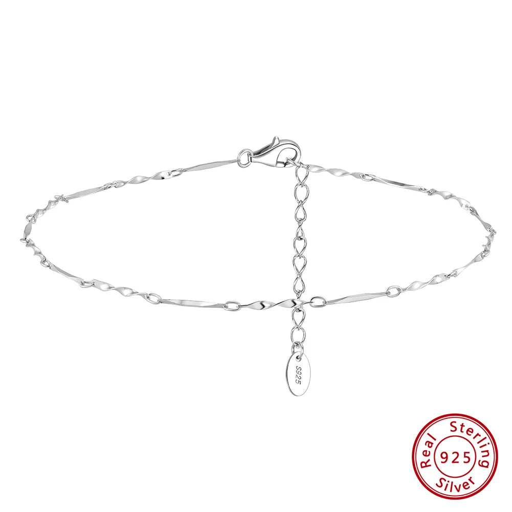 ORSA JEWELS 925 Sterling Silver Mariner Chain Anklets Fashion Women Summer 14K Gold Foot Bracelet Ankle Straps Jewelry SA24